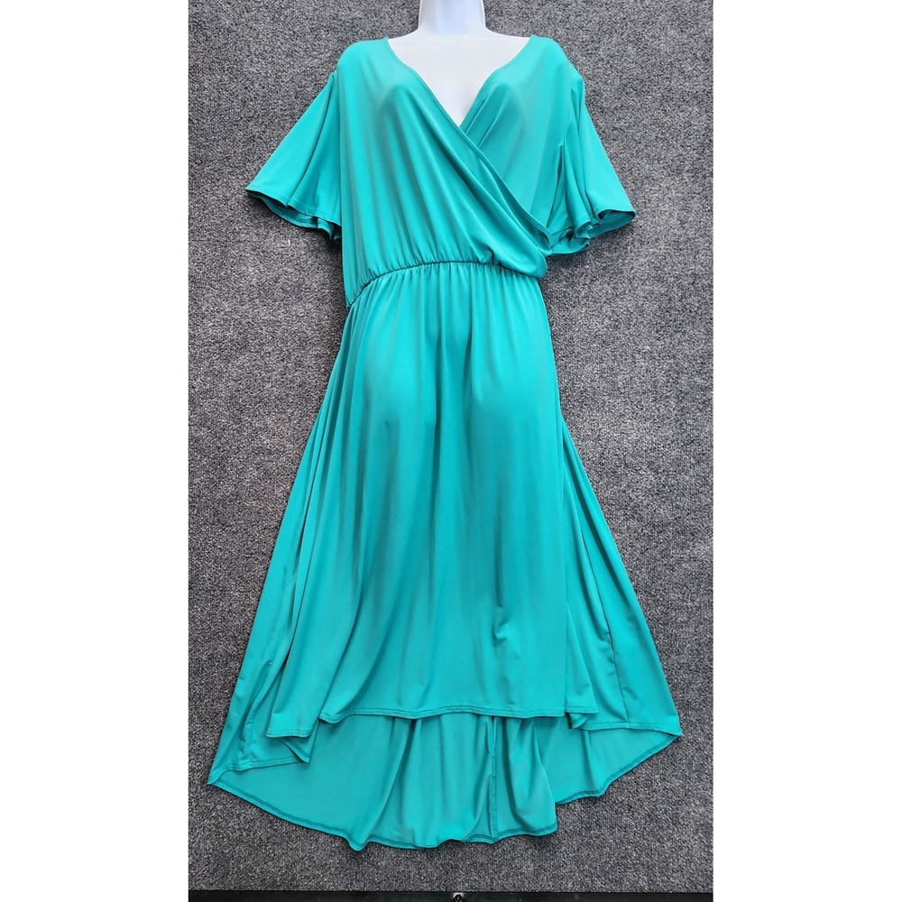 Lane Bryant Womens Faux Wrap High Low Flutter‎ Sleeve Stretch Midi Dress 22/24